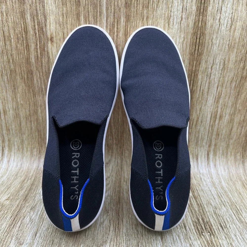 Rothy's The‎ Original Women's Size 9.5 Black Blue Knit Slip On Casual Shoes
